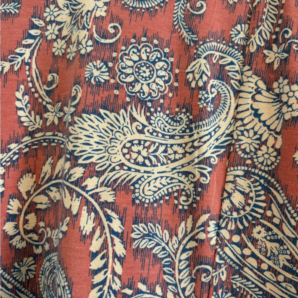 NWOT J. Jill Pure Jill Pink Border Print Maxi Dress Size M | Boho Cotton V-Neck - Picture 8 of 10